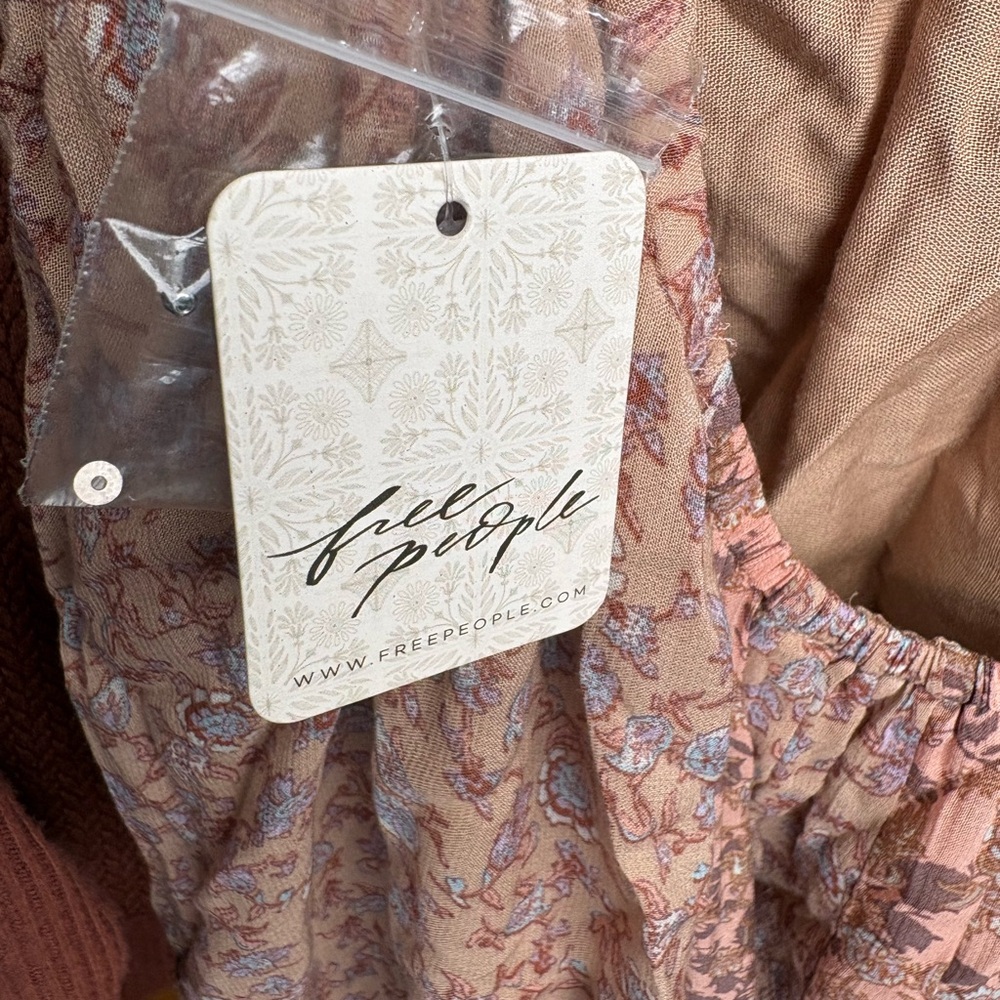 Free People Floral Print Dress in Pink and Tan - Picture 6 of 8